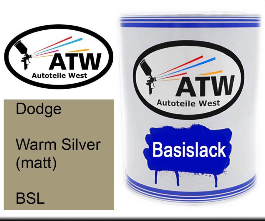 Dodge, Warm Silver (matt), BSL: 1L Lackdose, von ATW Autoteile West.